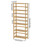 6 Tiers Bamboo Bookshelf Flower Rack with Adjustable DIY Shelves Free Standing Natural Wood Color Display Shelf for Living Room