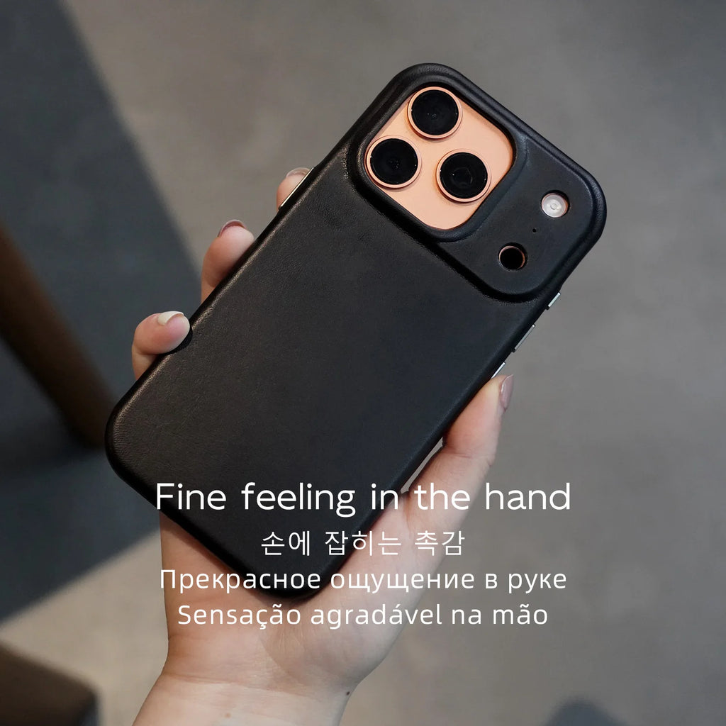 YMW Scars Italian Kangaroo Genuine Leather Case for iPhone 17 16 15 Pro Max Magnetic Handmade Phone Cover