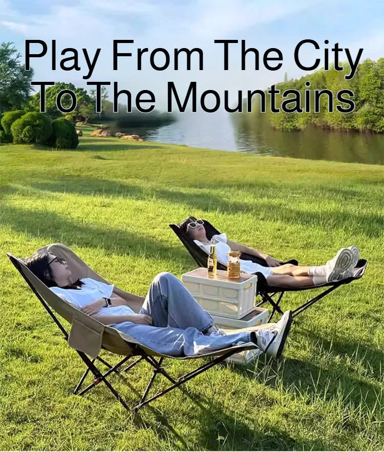 Outdoor Portable Camping Recliner Foldable Nap Beach Chair with Leg Support