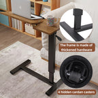 Height Adjustable Overbed Table Bedside desk Laptop Table with Hidden Rolling Wheels