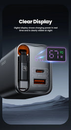 Toocki 67W GaN USB C Charger With Retractable Type C Cable