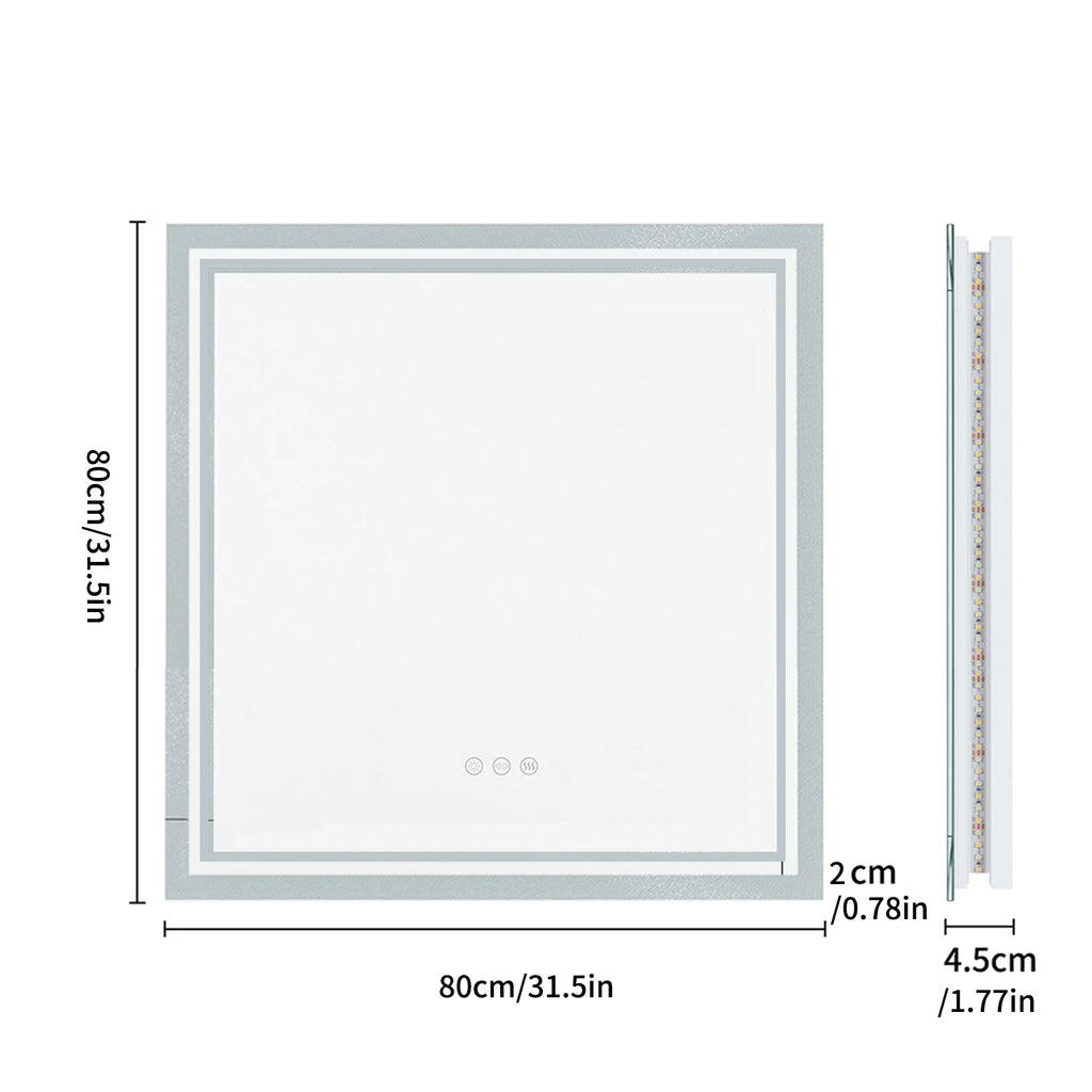 32 X 32 Inch LED Lighted Bathroom Mirror for Bathroom Wall Mounted Lighted Vanity Mirror Dimmable White Anti-Fog Vanity