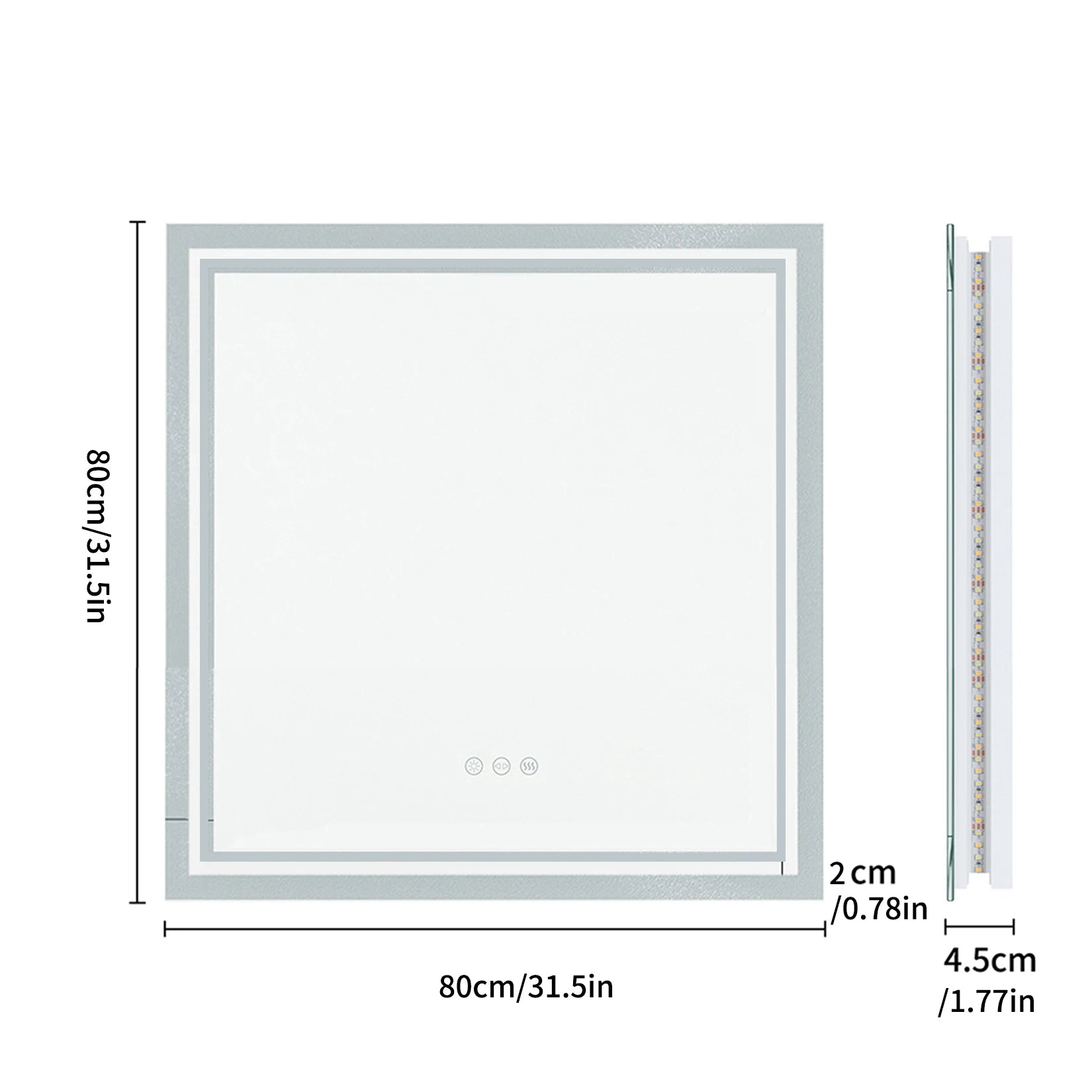 32 X 32 Inch LED Lighted Bathroom Mirror for Bathroom Wall Mounted Lighted Vanity Mirror Dimmable White Anti-Fog Vanity