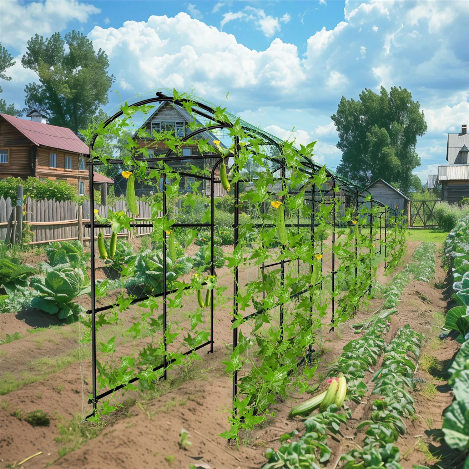 Cucumber Trellis for Garden Vegetable Trellis,U-Shaped Metal Garden Trellis Arch Plant Grow Support Frame for Climbing