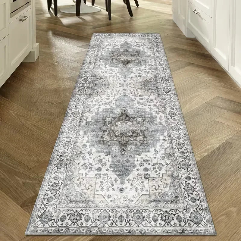 VIKAMA Vintage Ethnic Rug - Non-Slip & Durable Bedroom Entrance & Bedside Mat Hallway & Corridor Rug Home Decor