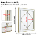 60*60cm Square Living Room Decor Mirror, HD Glass Wall Mounted Mirror with Golden Rim Edge for entryway,Bedroom, Home Wall Decor