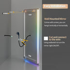 Wisfor Rectangular RGB Bathroom Mirror With Bluetooth Speaker 27x35inch Wall Lighted Bathroom Mirror With Smart Display, 3 Color