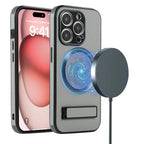 Luxury Magnetic Leather Stand Phone Case For iPhone 17 16 15 14 11 12 13 Pro Max Wireless Charging For Magsafe Shockproof Cover