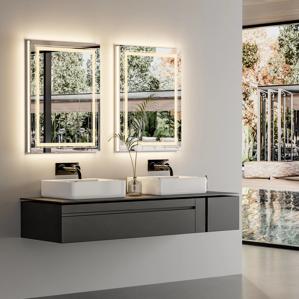 20x28 Inch Led  Rectangle Mirror for Bathroom with Front Light and Backlit Anti Fog Function Wall Backlit Decor Vanity Mirrors