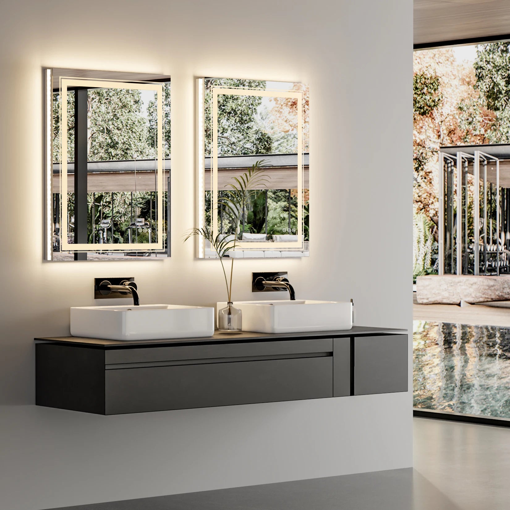 20x28 Inch Led  Rectangle Mirror for Bathroom with Front Light and Backlit Anti Fog Function Wall Backlit Decor Vanity Mirrors