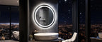 800mm LED Circle Wall Mounted Vanity Mirror with Demister Pad Smart Touch Sensor Memory Function Backlit Front Lighted 3 Colors