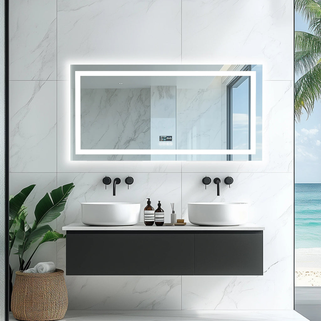 Wisfor 48x24 LED Bathroom Mirror with Dual Lights, Anti-Fog, Bluetooth Speaker, 3 Colors Temperature & Dimmable, Lighted Mirrors