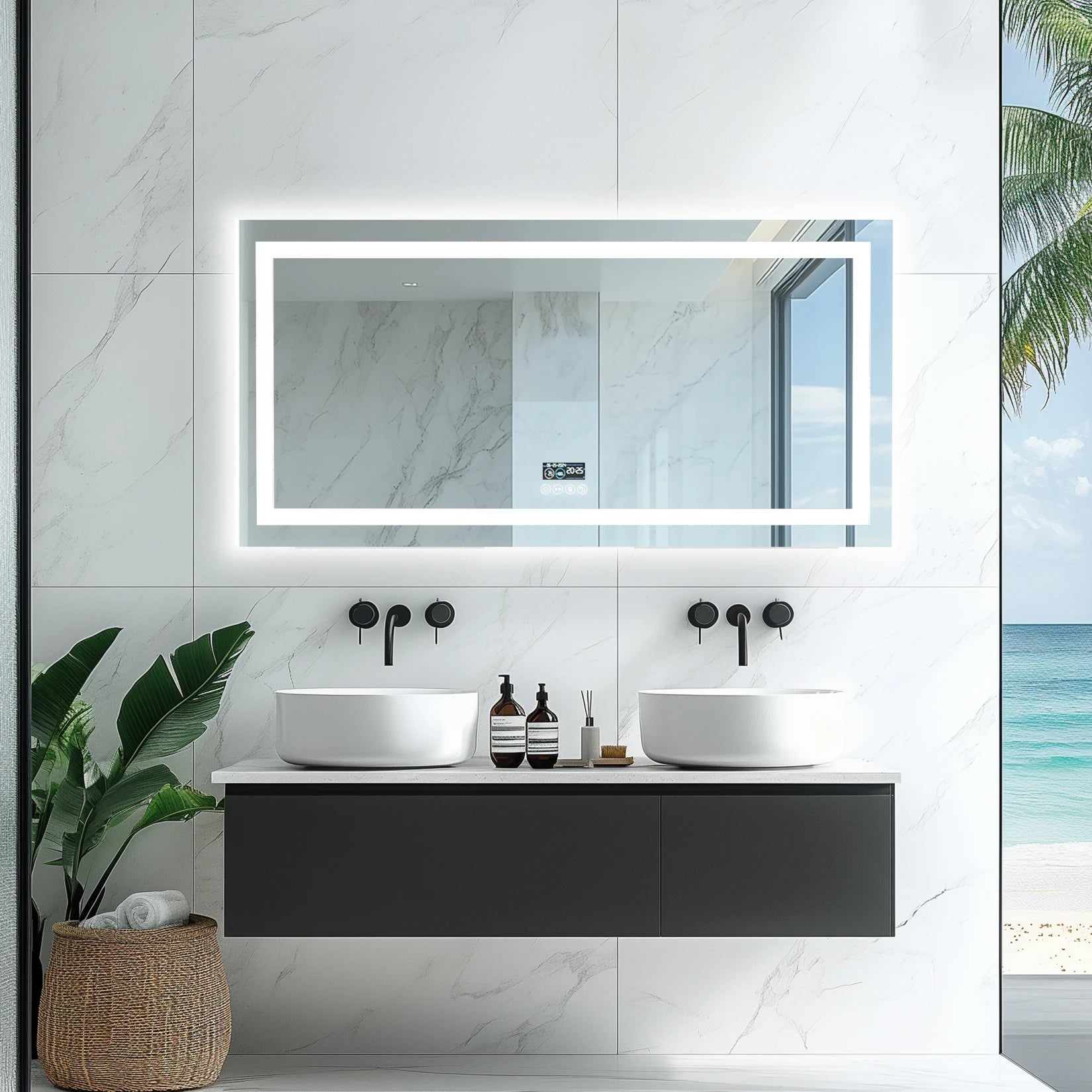Wisfor 48x24 LED Bathroom Mirror with Dual Lights, Anti-Fog, Bluetooth Speaker, 3 Colors Temperature & Dimmable, Lighted Mirrors