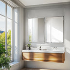 Wisfor Frameless Bathroom Mirror for Over Sink, Beveled Wall Mirror, Rectangle Vanity Mirror, Modern Style