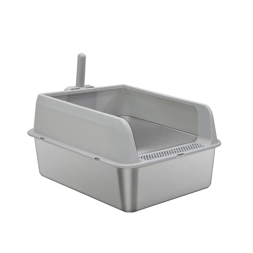 Bingopaw Stainless Steel Litter Box with Lid, High Sides Metal Litter Box System for for Big Cats, Anti-Leakage, Easy Cleaning