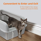 Bingopaw Stainless Steel Litter Box with Lid, High Sides Metal Litter Box System for for Big Cats, Anti-Leakage, Easy Cleaning