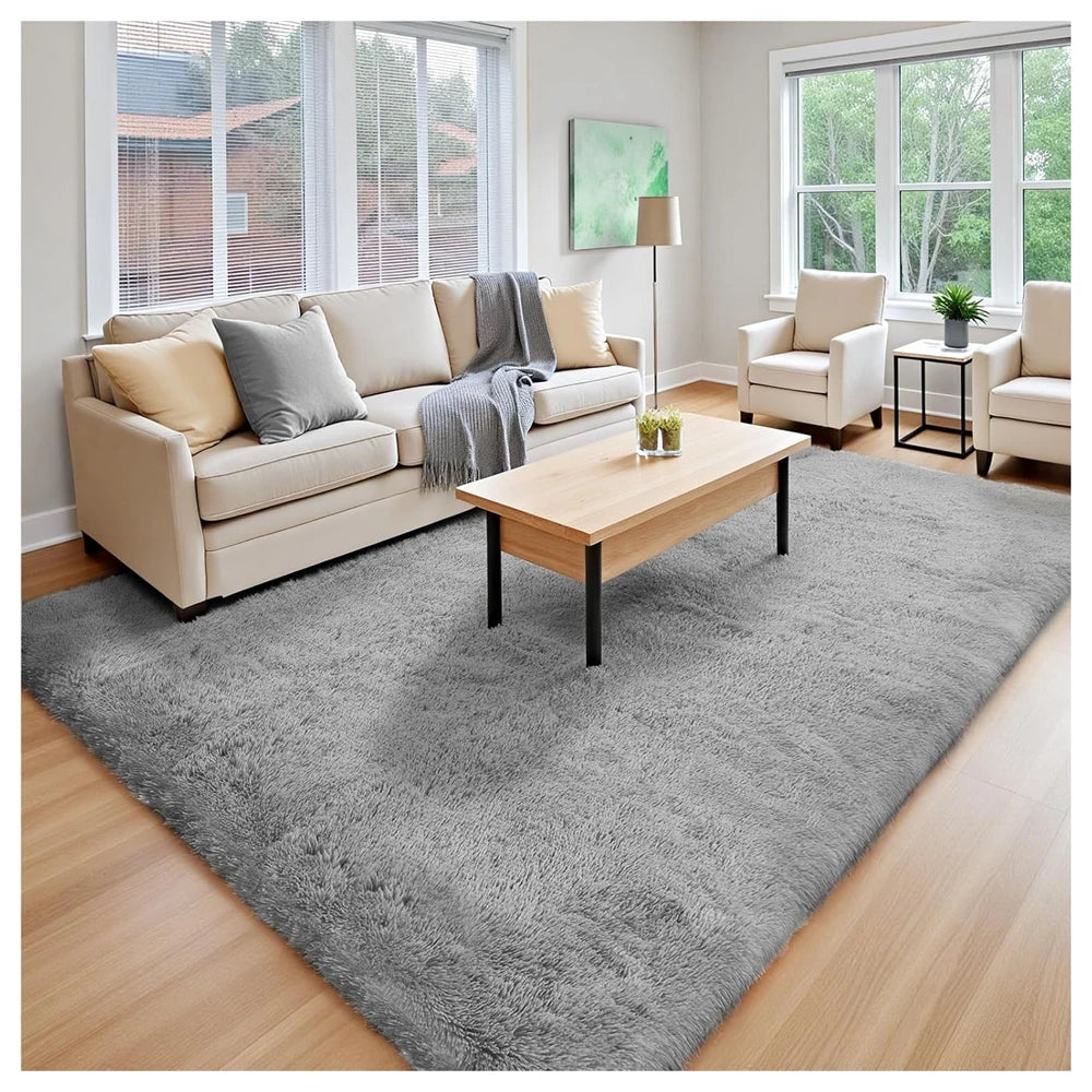 Long Plush Carpet For Living Room Sofa Area Rugs Modern Ultra-Soft Fluffy Floor Mat Kids Bedroom Bedside Rugs Home Decor Gray