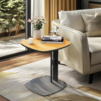 Wisfor Luxury C Table End Table Saddle Leather Top with Metal Leg, Couch Tables C Shaped Side Table for Bedroom Living Room