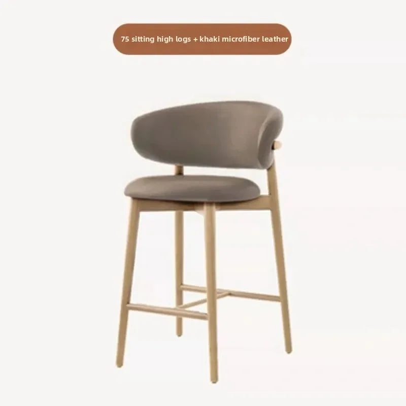 Modern Solid Wood Chairs Light Luxury Nordic Island Table Bar High Foot Designer Simple Home Comfortable Back Leisure Bar Chairs