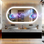 Oval LED Bathroom Mirror with Lights, Anti-Fog, Bluetooth Speaker, 3 Colors Temperature Dimmable Lighted Mirrors Waterproof