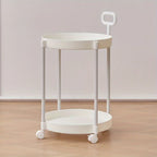 Elegant 2-Tier Side Table with Wheels - Trolley Table in Living Room|Simple Sofa Table with Handle|Easy To Move Coffee Table