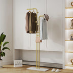 Metal Coat Rack Freestanding with Natural Marble Base, Entryway Coats Hanger Stand with 5 Hooks, Home Hotel Hall Tree for Coats