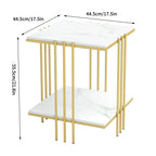Marble Top Side Table Gold 2 Tier Square White End Tables 44.5x44.5x55.5cm Sintered Stone Marbles Tabletop Modern Small Bedside