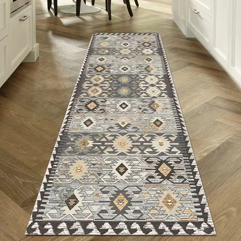 VIKAMA Vintage Ethnic Rug - Non-Slip & Durable Bedroom Entrance & Bedside Mat Hallway & Corridor Rug Home Decor