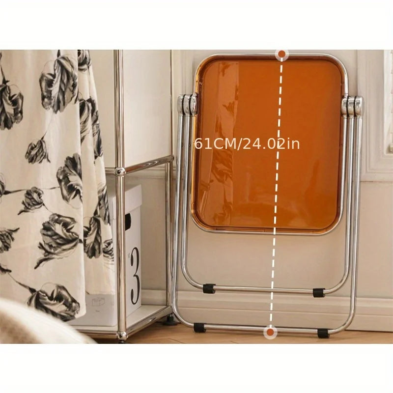 Chic Transparent Folding Side Table - Modern Coffee Table with Metal Frame, Ideal for Living Room Bedroom & Compact Storage