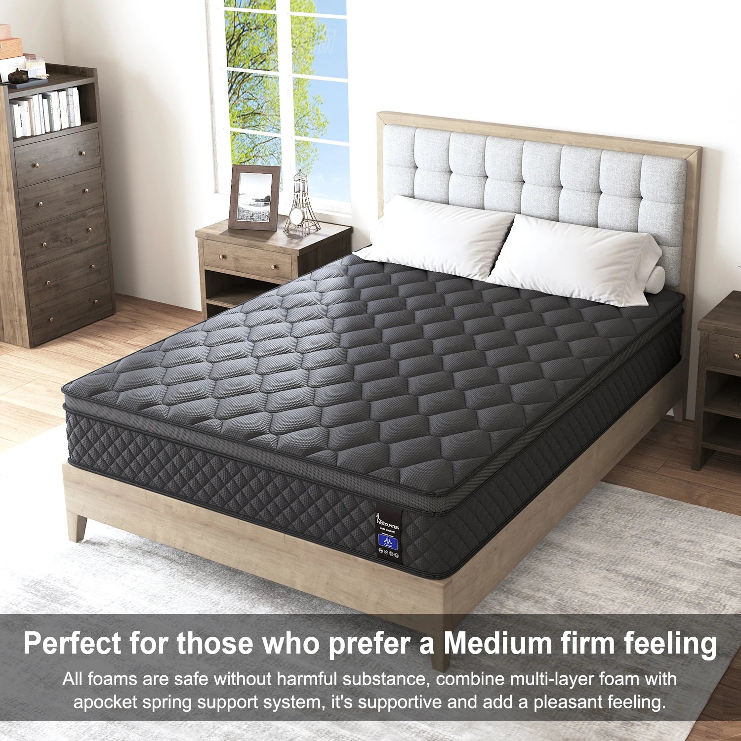 Mattress Euro Top Memory Foam Bed Queen Double King Single 30cm