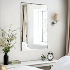 Wisfor Frameless Bathroom Mirror for Over Sink, Beveled Wall Mirror, Rectangle Vanity Mirror, Modern Style