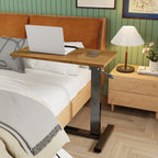 Adjustable Overbed Table with Wheels Split Top Tilting Bedside Bed Table with Tray Rolling Laptop Computer Standing