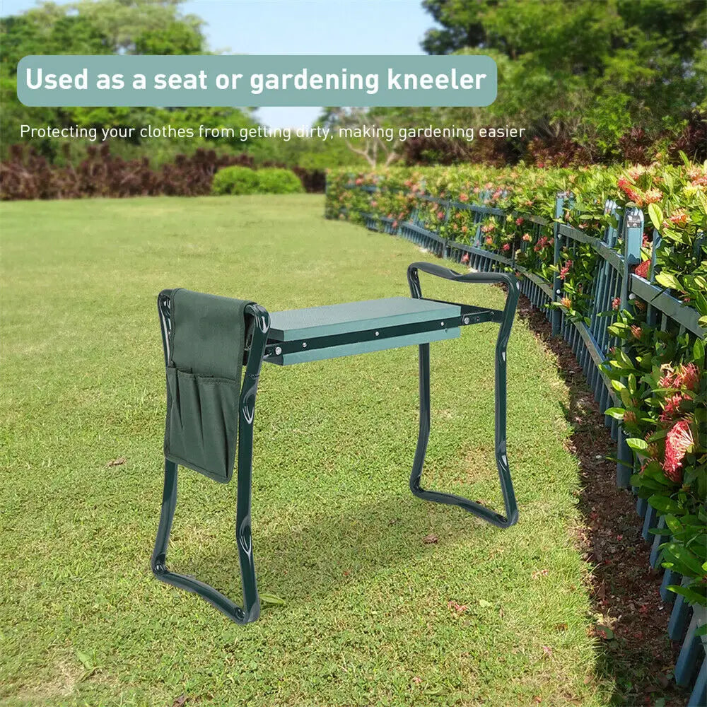 150KG load portable folding heavy-duty upgraded garden knee thick seat cushion knee stool indoor and outdoor military green