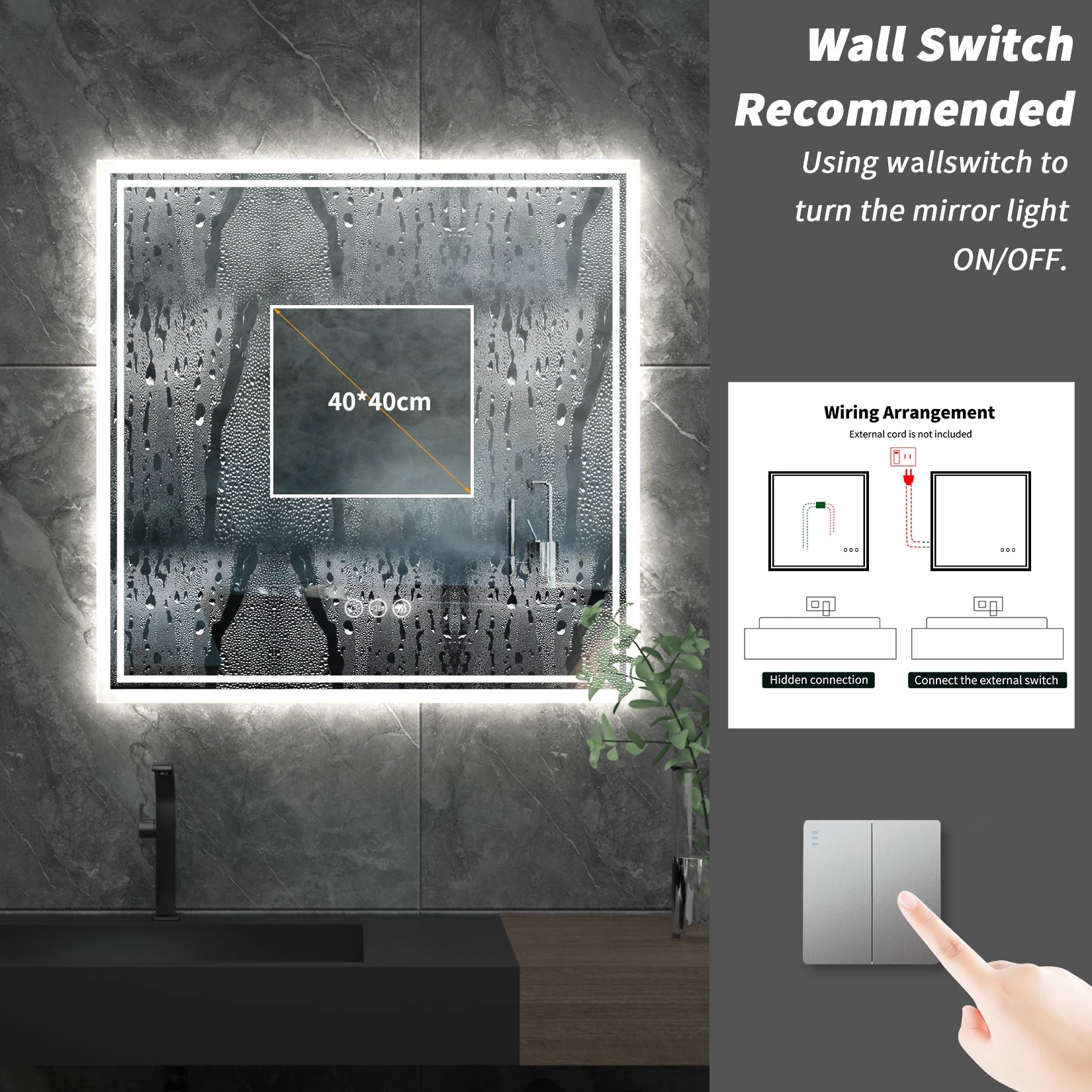 32 X 32 Inch LED Lighted Bathroom Mirror for Bathroom Wall Mounted Lighted Vanity Mirror Dimmable White Anti-Fog Vanity