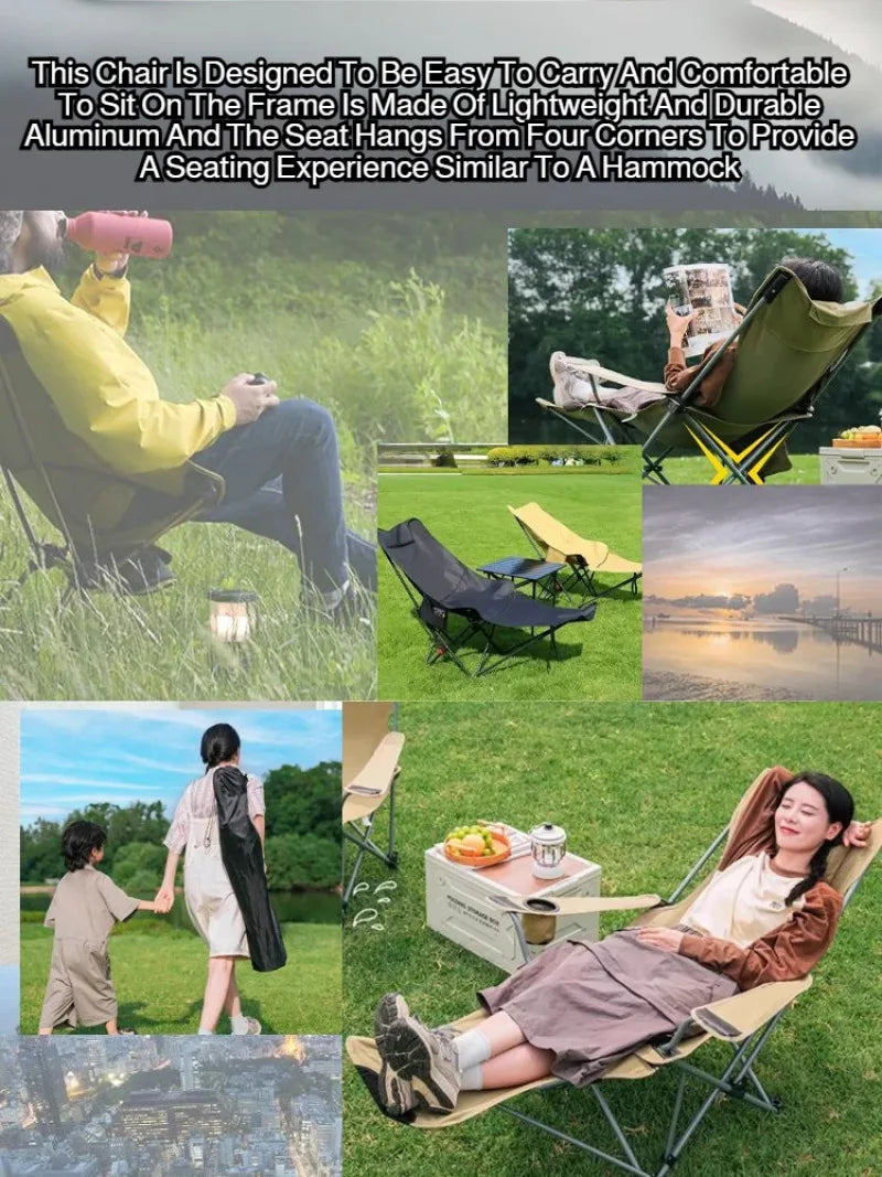 Outdoor Portable Camping Recliner Foldable Nap Beach Chair with Leg Support