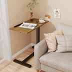 Adjustable Overbed Table with Wheels Split Top Tilting Bedside Bed Table with Tray Rolling Laptop Computer Standing