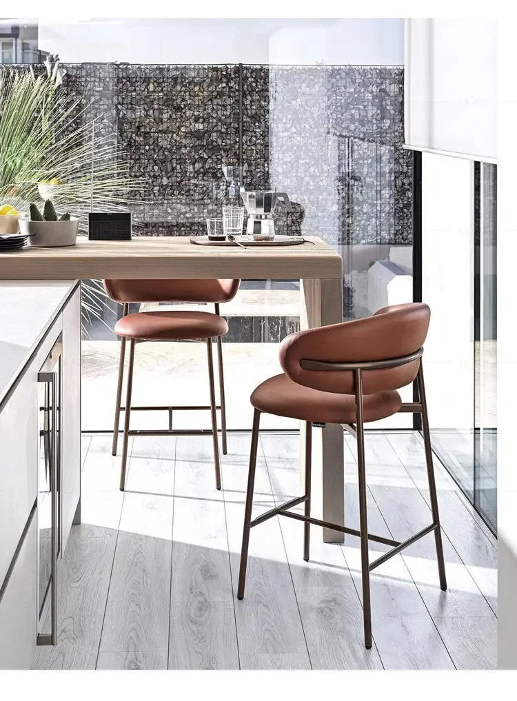 Modern Solid Wood Chairs Light Luxury Nordic Island Table Bar High Foot Designer Simple Home Comfortable Back Leisure Bar Chairs