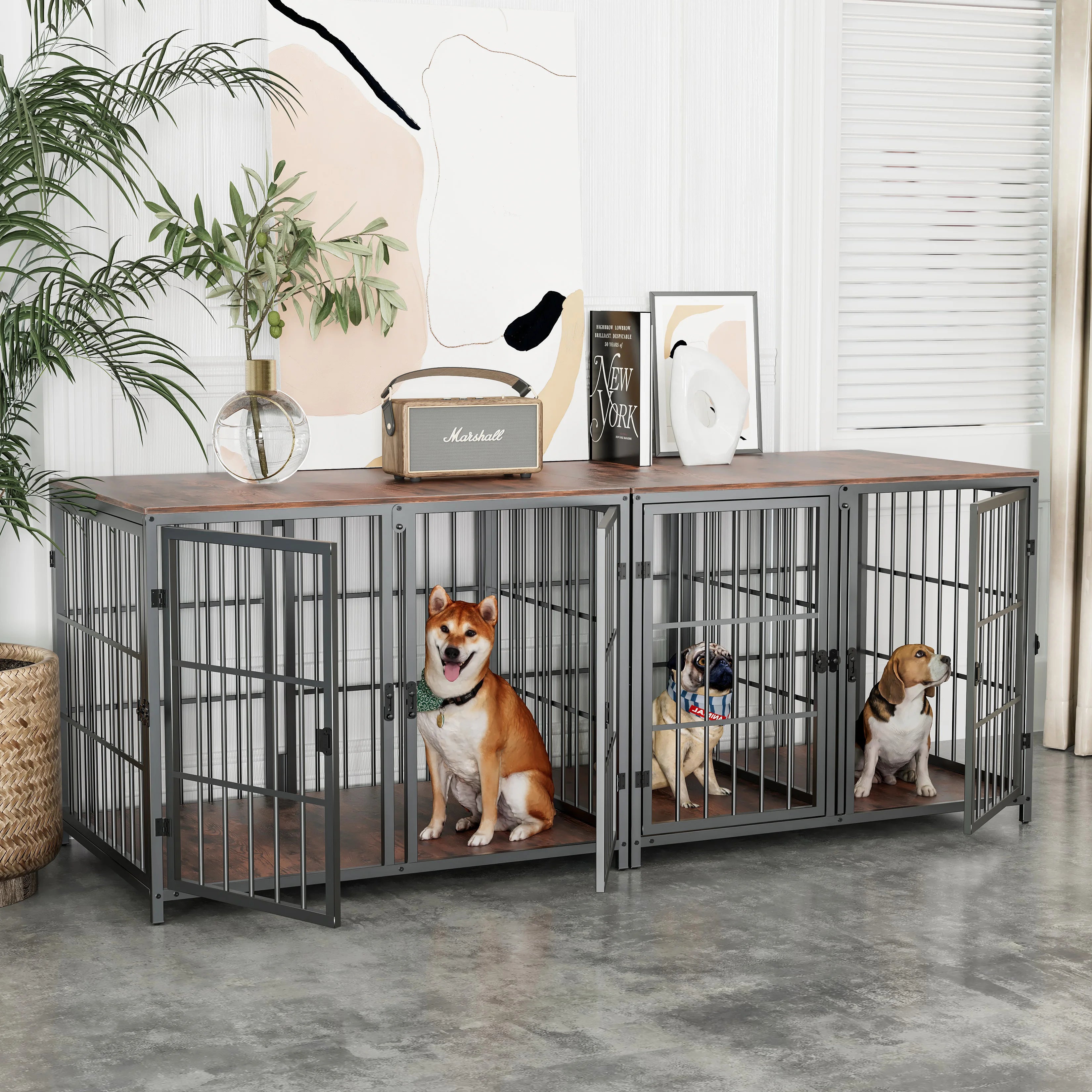 Dog Crate Furniture Heavy Duty Dog Kennels, End Side Table, Wooden Dog House for Small Medium Large Dog Chew-Resistant