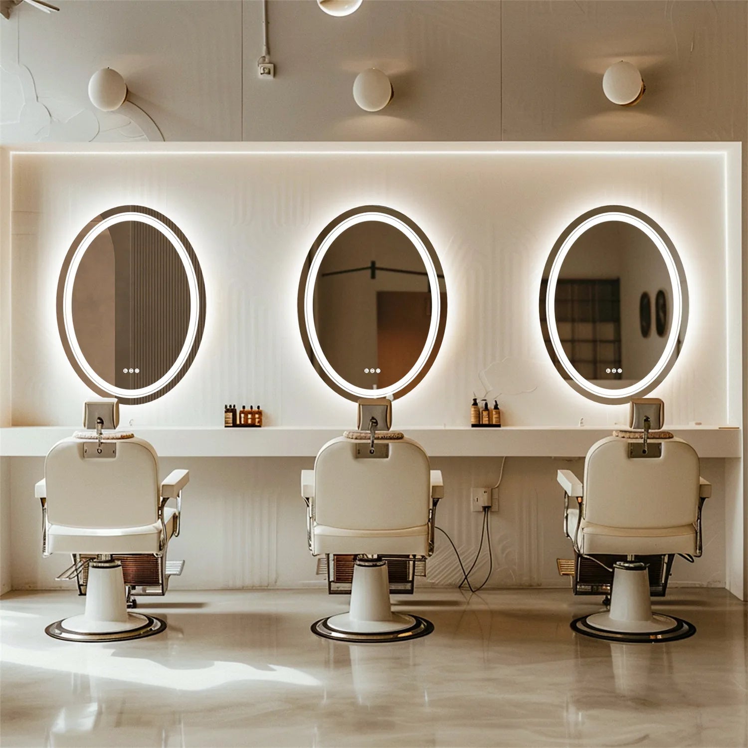 Large Oval LED Bathroom Mirror Lighted Mirror Anti-Fog Vanity Bathroom Backlit Dimmable Wall Mounted 3 Colors Memory with Plug