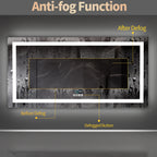 Wisfor 48x24 LED Bathroom Mirror with Dual Lights, Anti-Fog, Bluetooth Speaker, 3 Colors Temperature & Dimmable, Lighted Mirrors