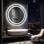 600mm LED Round Wall Mounted Vanity Mirror with Demister Pad Smart Touch Sensor Memory Function Backlit Front Lighted 3 Colors