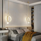 Modern Simple Ring Glass Ball Pendant Lamp Luxury Living Room Study Led Hanging Chandelier Bedroom Bedhead Decorative Lighting