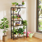 Vintage Industrial Tall Plant Stand - 5-Tier Rustic Shelf Display Unit for Home, Patio, Garden Flower Storage Cabinet & Bookcase