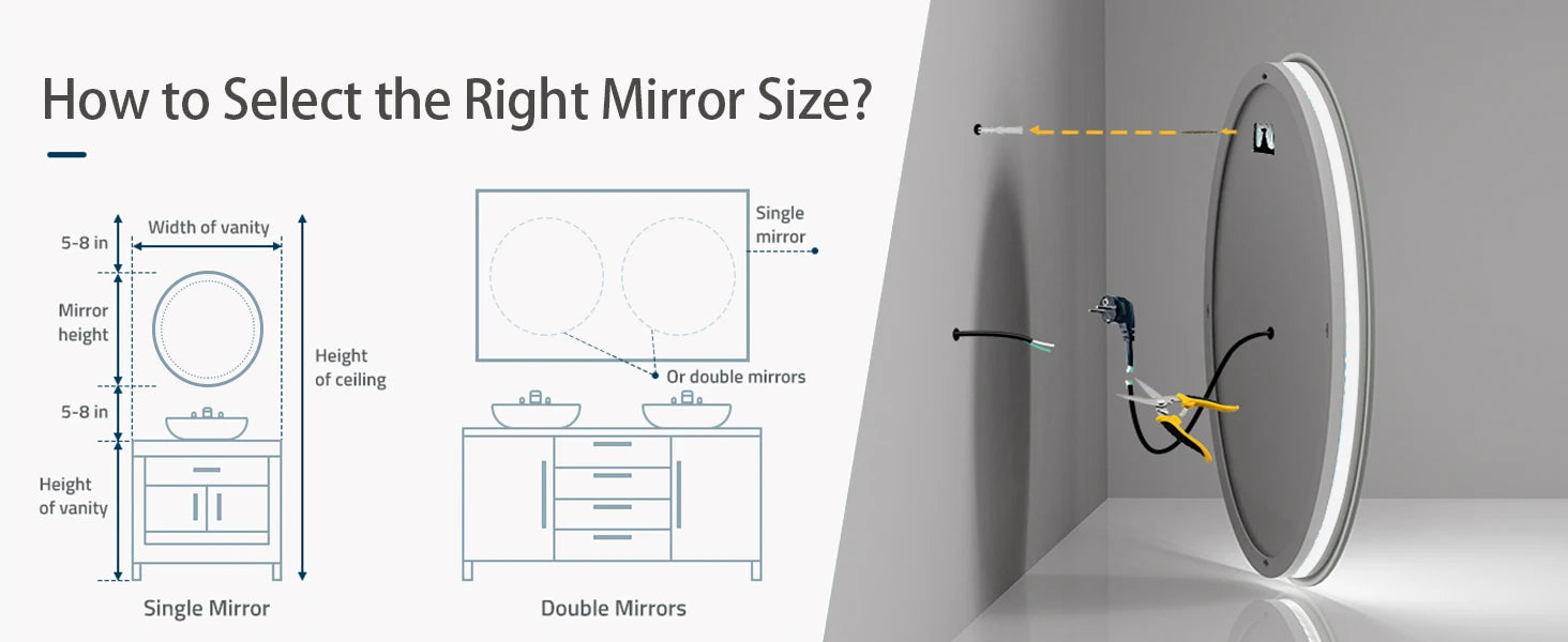 800mm LED Circle Wall Mounted Vanity Mirror with Demister Pad Smart Touch Sensor Memory Function Backlit Front Lighted 3 Colors