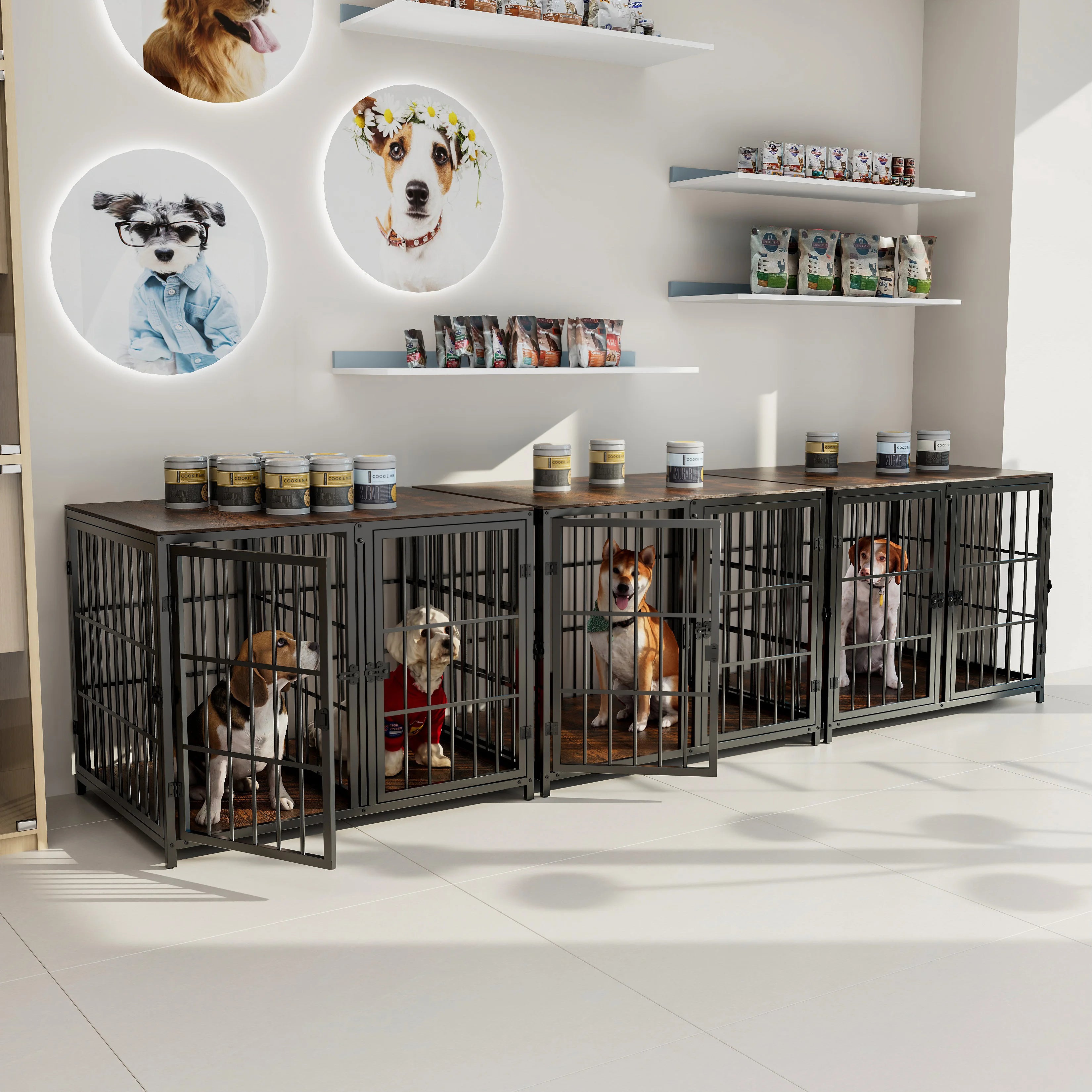 Dog Crate Furniture Heavy Duty Dog Kennels, End Side Table, Wooden Dog House for Small Medium Large Dog Chew-Resistant
