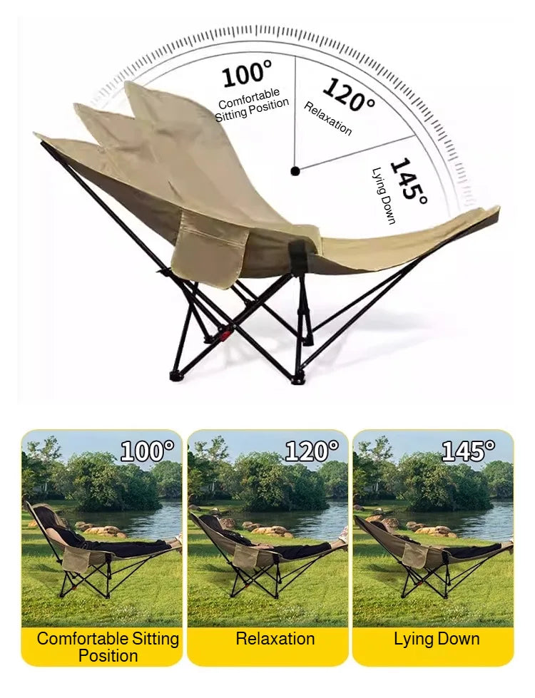Outdoor Portable Camping Recliner Foldable Nap Beach Chair with Leg Support