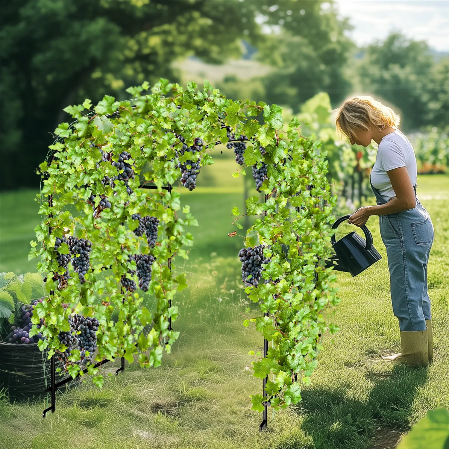 Cucumber Trellis for Garden Vegetable Trellis,U-Shaped Metal Garden Trellis Arch Plant Grow Support Frame for Climbing