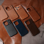 YMW Scars Italian Kangaroo Genuine Leather Case for iPhone 17 16 15 Pro Max Magnetic Handmade Phone Cover