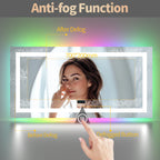 Wisfor Rectangular RGB Bathroom Mirror With Bluetooth Speaker 27x35inch Wall Lighted Bathroom Mirror With Smart Display, 3 Color