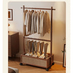 Simple hanger Floor-to-ceiling vertical plastic rattan dirty clothes basket Hanging clothes rack Integrated with wheels Movable